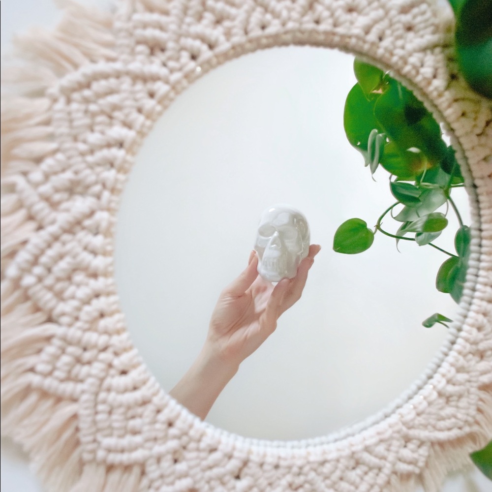Handmade Macrame Mirror Decor - Picture 2 of 2
